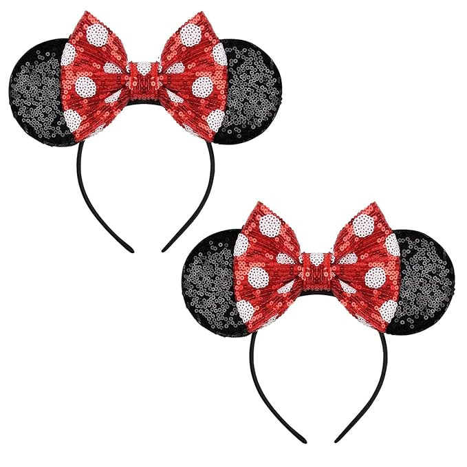 FANYITY Mouse Costume Ears,2 Pcs Mouse Ears Headbands for Girls & Women Party,Size Free (Red Bow ... | Amazon (US)