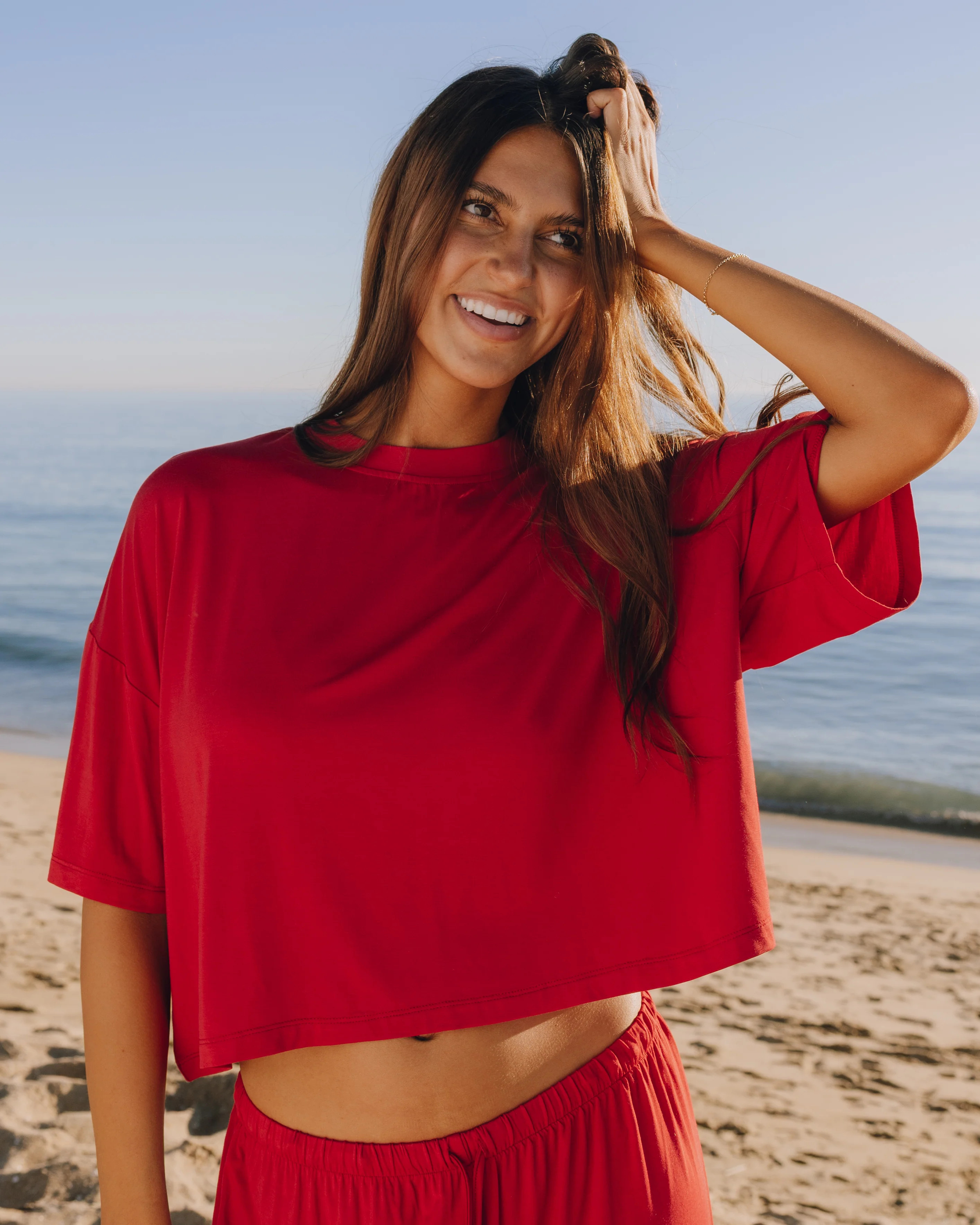 House PJ Boxy Tee - Vintage Red with Vday Patch | Daily Drills LLC