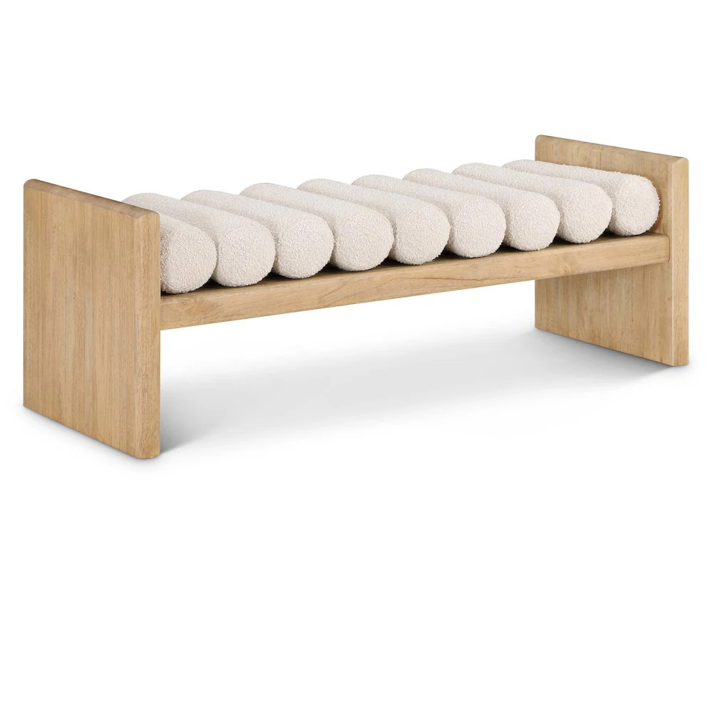 Meridian Waverly Cream Boucle Fabric Bench | 179CREAM | Lowe's