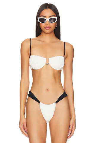 Montce Swim X Olivia Culpo Petal Bikini Top in Cream Terry Rib from Revolve.com | Revolve Clothing (Global)