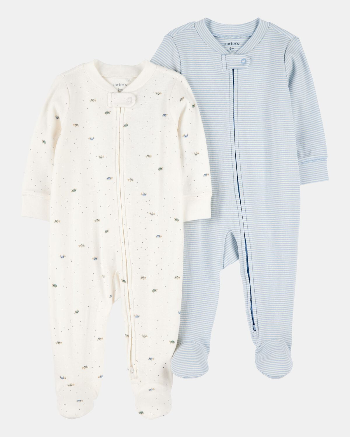 Baby Boy 2-Pack 2-Way Zip Cotton Sleep & Play Pajamas - Blue/White | Carter's Inc