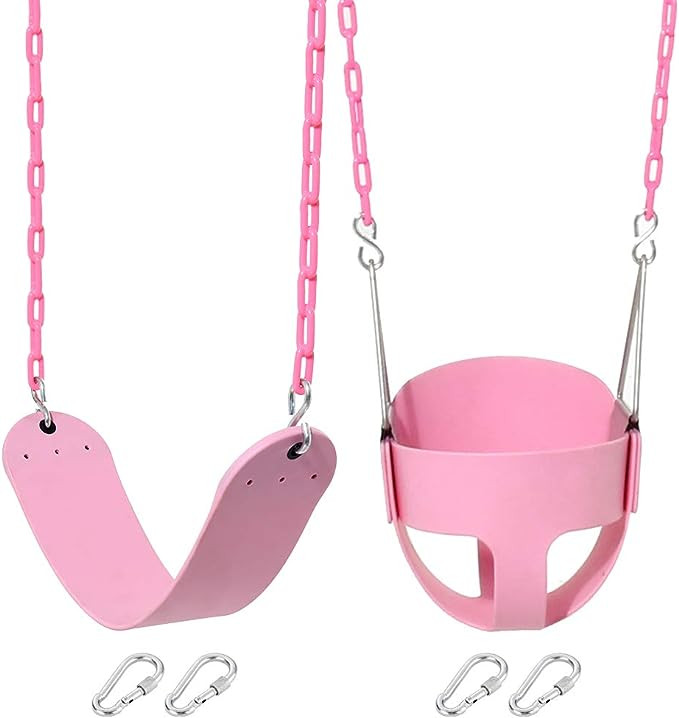 Pink Swing Set - Toddler High Back Full Bucket Swing - Heavy Duty Swing Seat - Swing Set Accessor... | Amazon (US)