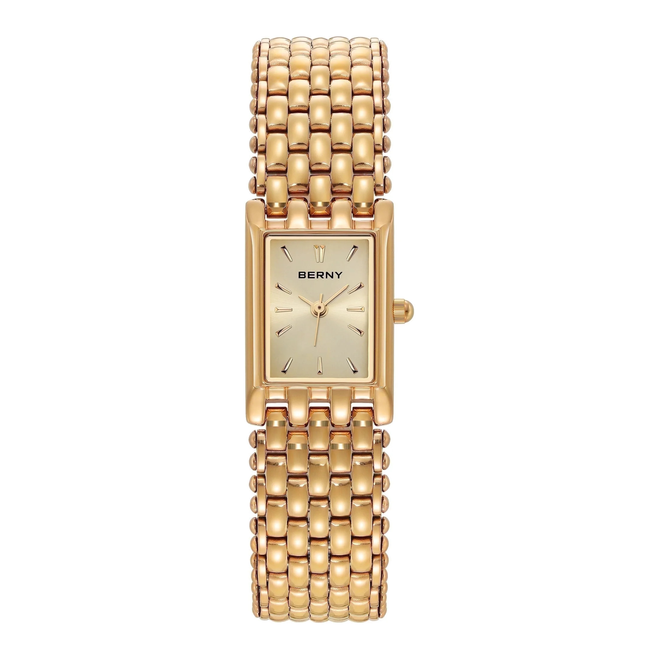 BERNY Gold Watches for Women Vintage Dress Ladies Quartz Watches with Stainless Steel Rectangular... | Walmart (US)