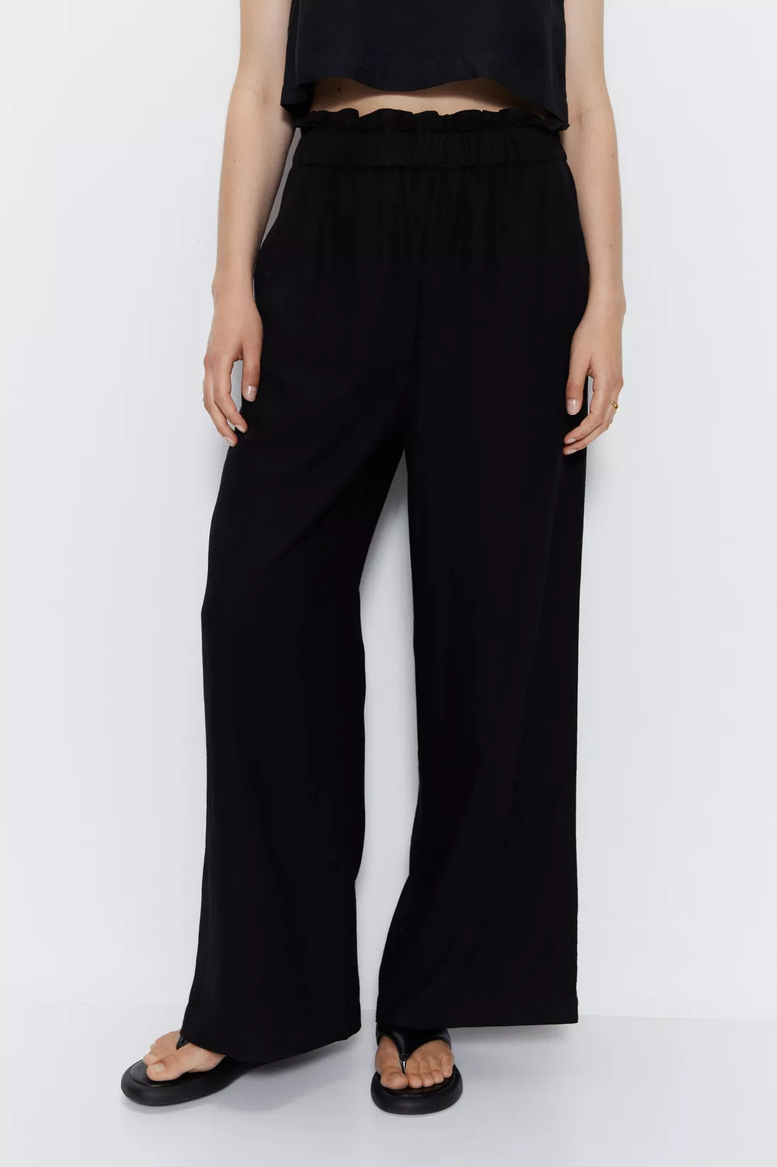 Linen Paper Bag Wide Leg Trousers | Debenhams UK