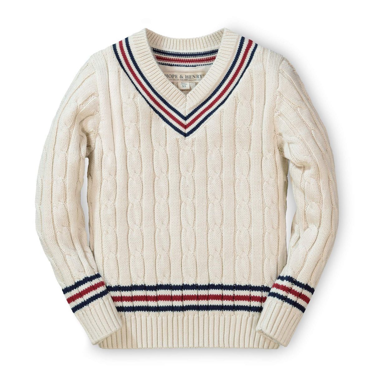 Hope & Henry Boys' V-Neck Cricket Sweater (Antique White, XX-Small) | Target