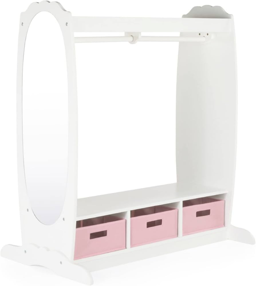 Guidecraft Dress Up Storage – White: Dramatic Play Costume Rack with Mirror and Tray for Toddle... | Amazon (US)