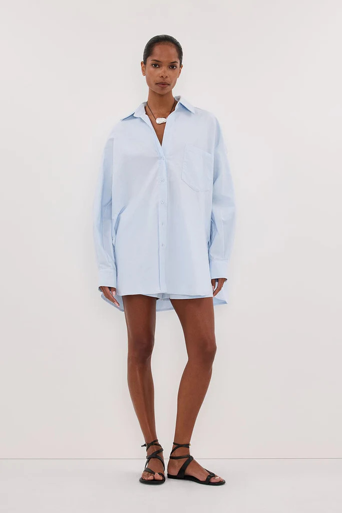 RHEA 2.0 ICE BLUE OVERSIZED COTTON SHIRT | DISSH