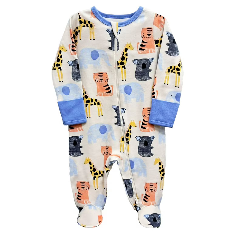 Wonder Nation Unisex Baby Zip Front Sleep N Play Pajamas, Preemie-6/9 Months - Walmart.com | Walmart (US)