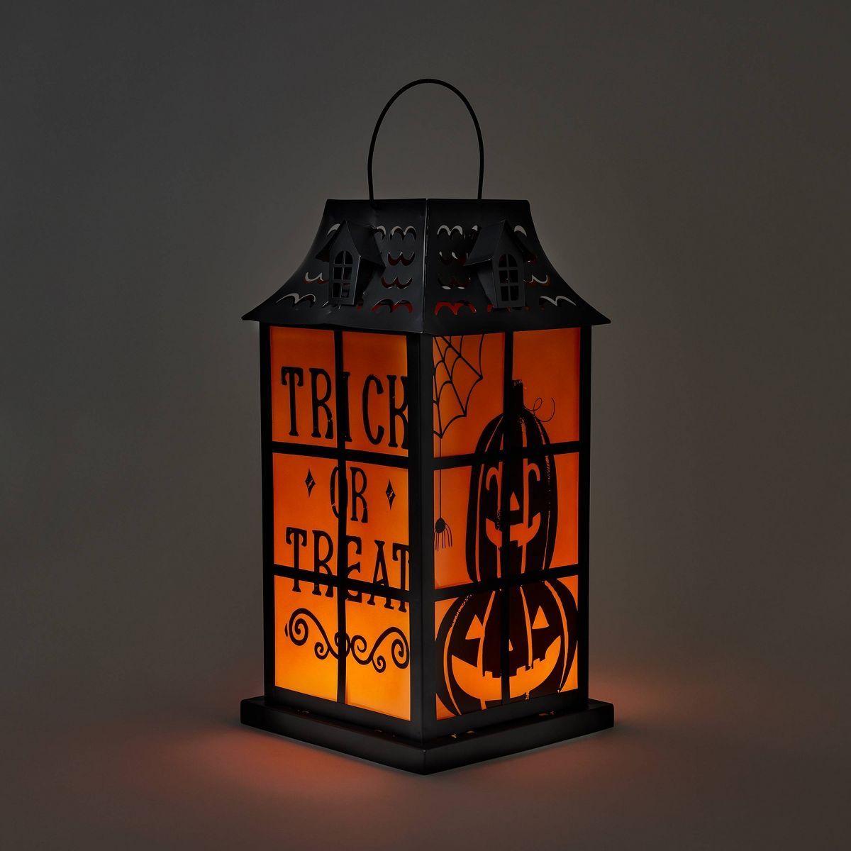 Falloween Light Up Large Orange and Black Halloween Decorative Metal Lantern - Hyde & EEK! Boutiq... | Target