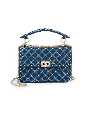 Medium Rockstud Spike Denim Bag | Saks Fifth Avenue