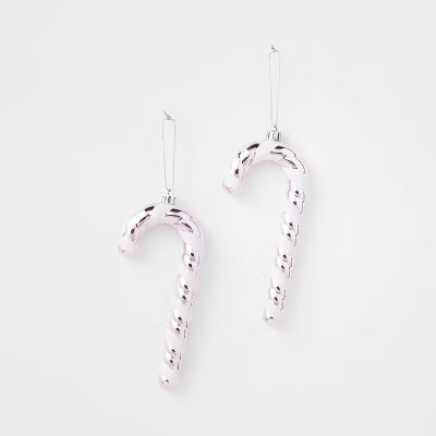 2ct Candy Cane Christmas Ornament Set Pink/White - Wondershop™ | Target