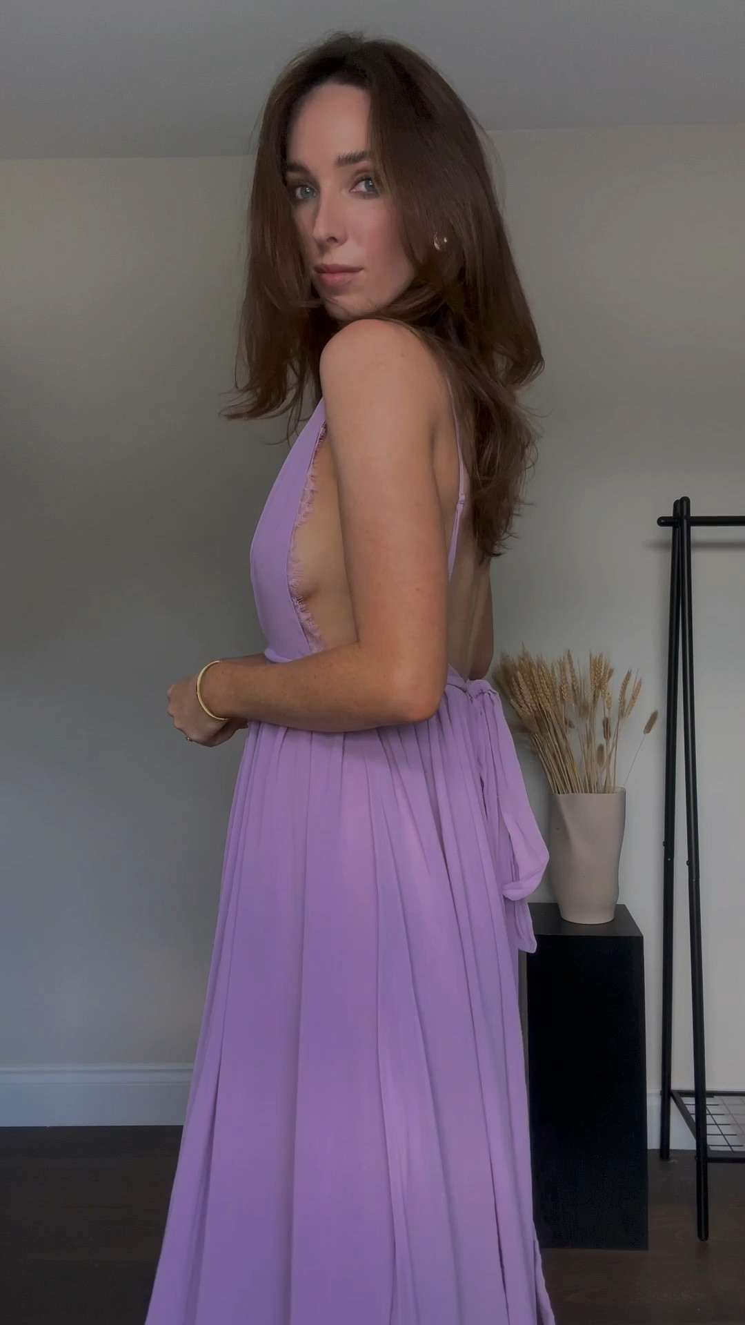 open lace back dress Purple Cutout Dress main image 1