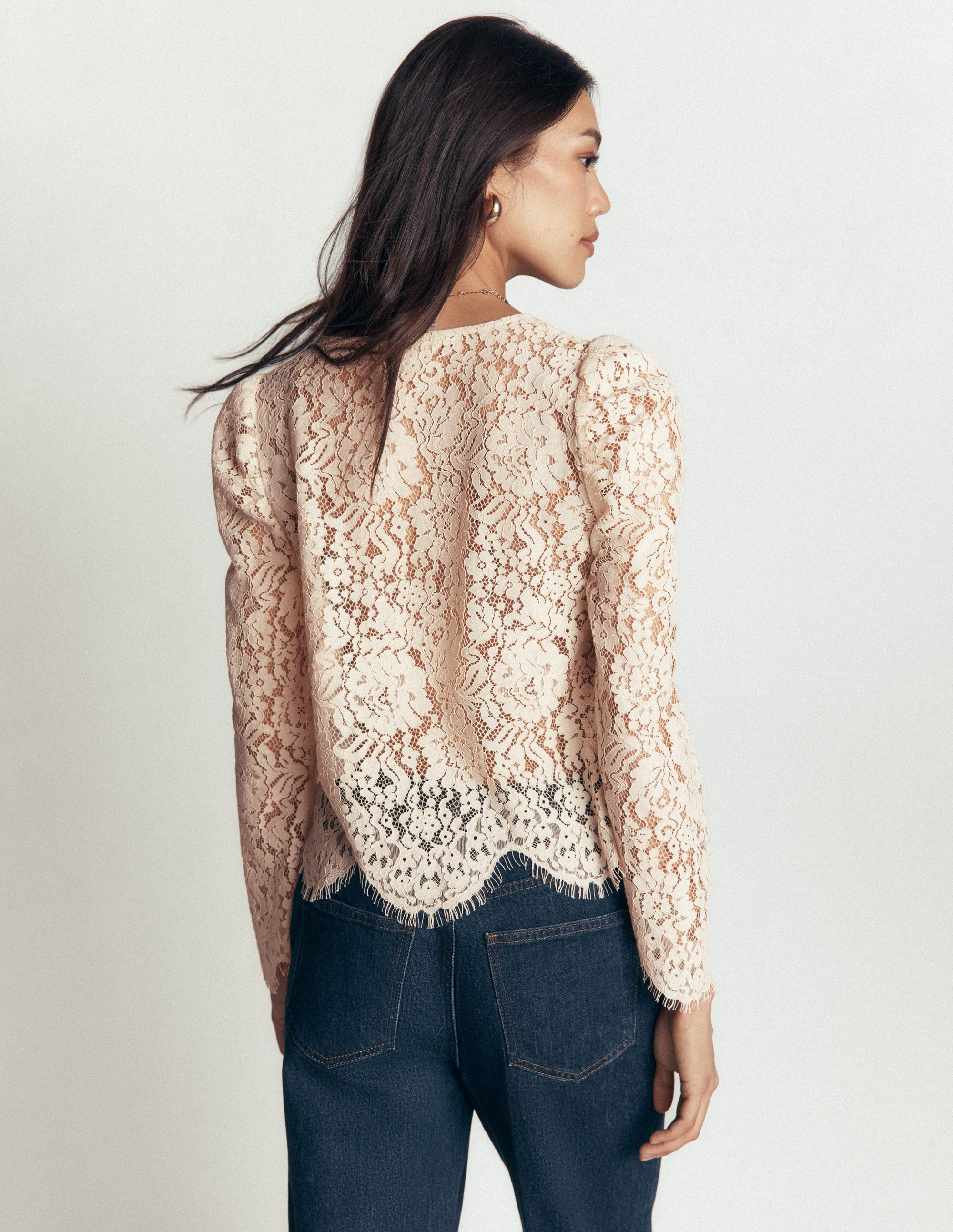 Lace Puff Sleeve Top-Warm Ivory | Boden (US)