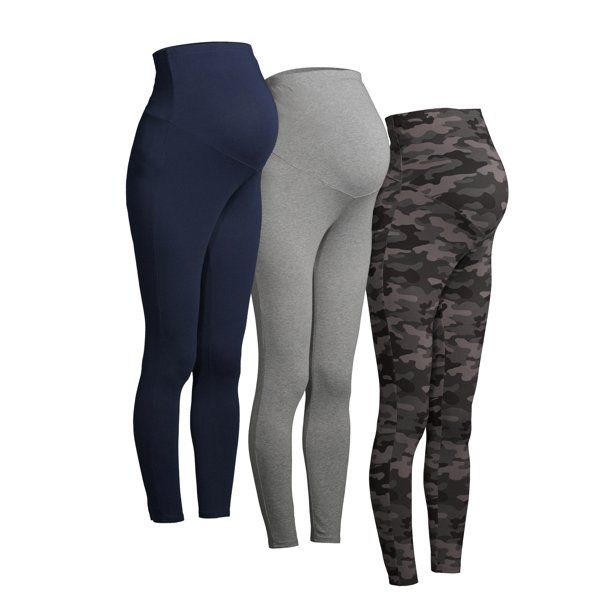 Time and Tru Maternity Leggings with Full Panel, 3 Pack, Available in Multiple Colors - Walmart.c... | Walmart (US)
