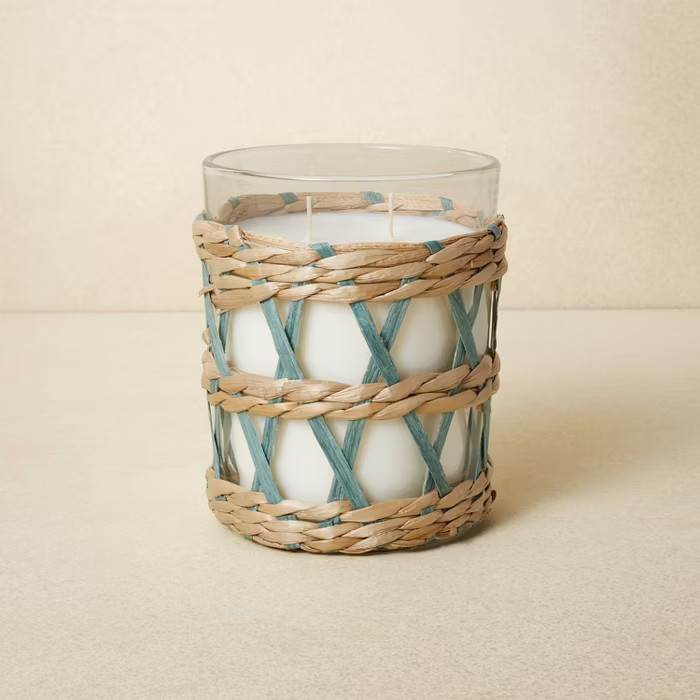 16oz Glass 2-Wick with Woven Wrap Blue Candle - Opalhouse™ designed with Jungalow™ | Target