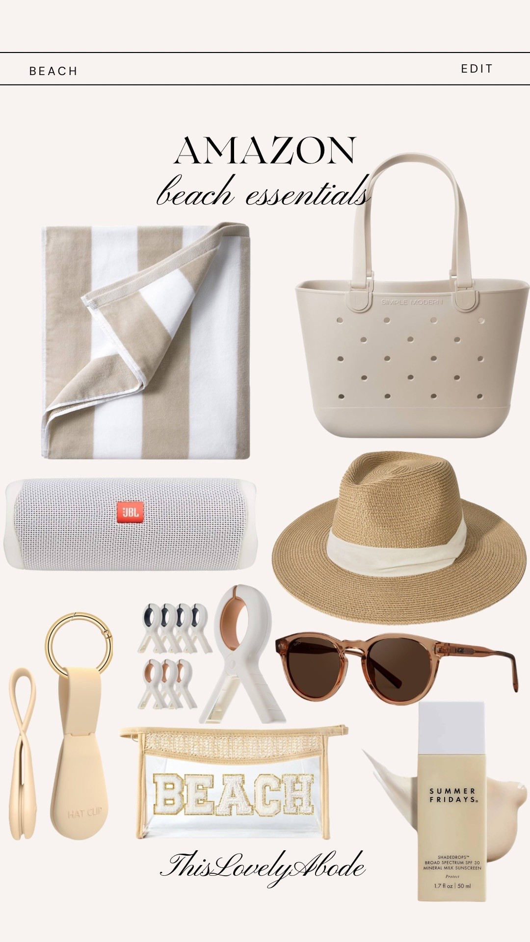 Amazon beach essentials
#besachtowles #beachbag #beachhat #sunhat #sunglasses #hatclip #portablebluetoothspeaker #clipsforbeachtowel #clearbeachbag #amazon #beachessentials 

#LTKTravel #LTKHome #LTKSeasonal
