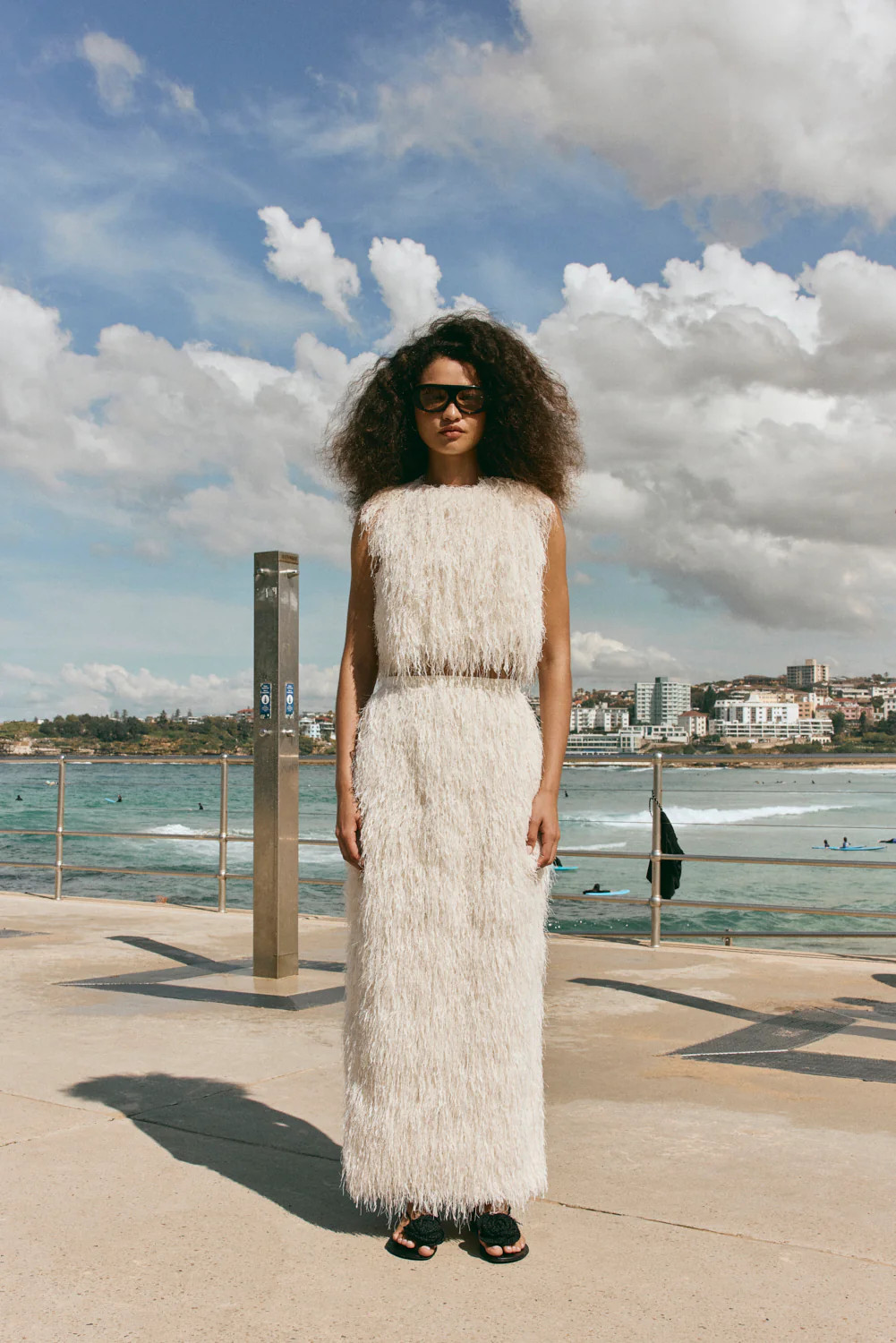 Devyn Fringe Midi Skirt White | VRG Grl