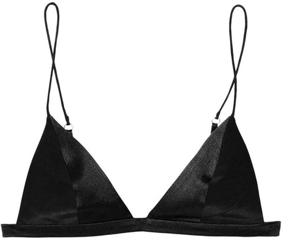 SilRiver Women's Silk Satin Triangle Bralette Soft Cup Wireless Bra Smooth and Comfortable Wire F... | Amazon (US)