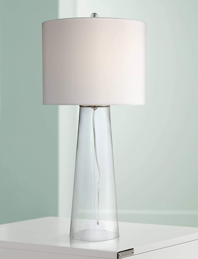 360 Lighting Marcus Coastal Contemporary Table Lamp 30" Tall Clear Glass Tapered Column White Dru... | Amazon (US)