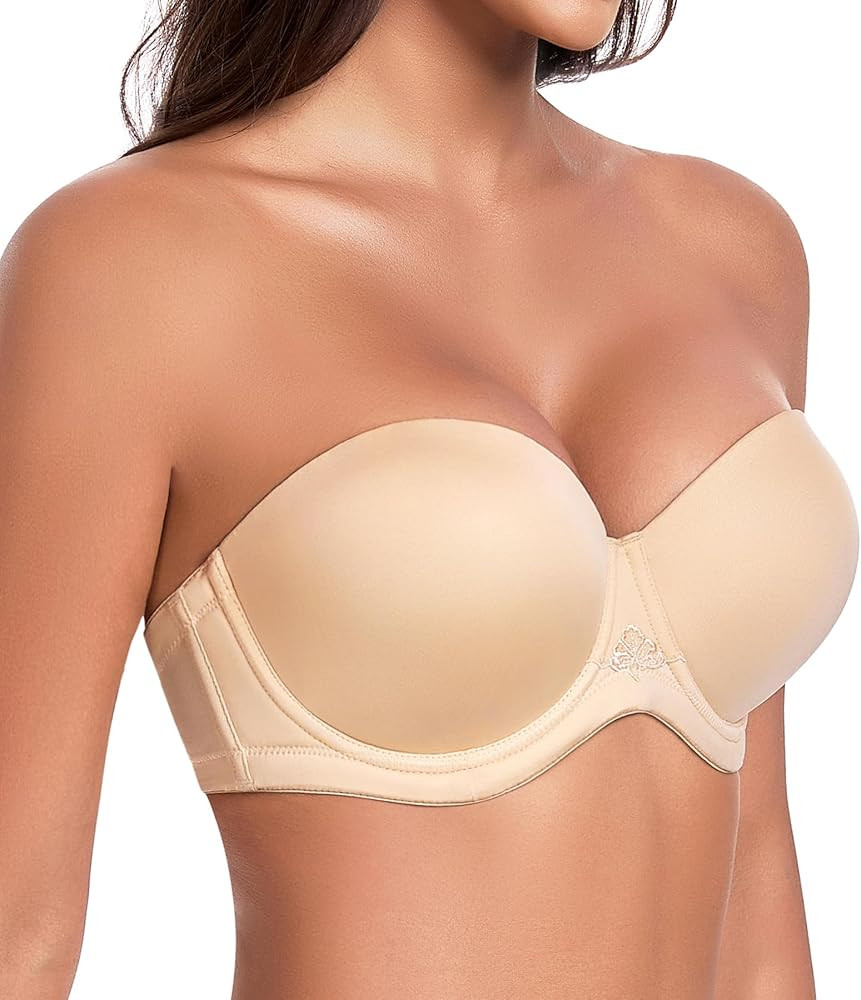 HACI Full Figure Strapless Bra for Women Multiway Coverage Underwire Plus Size Red Carpet | Amazon (US)