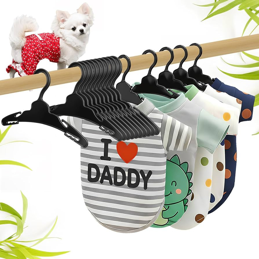 48 Pcs Dog Clothes Hangers 7 Inch Wide Non-Slip Plastic Pet Clothes Hangers Pet Clothing Holder C... | Amazon (US)