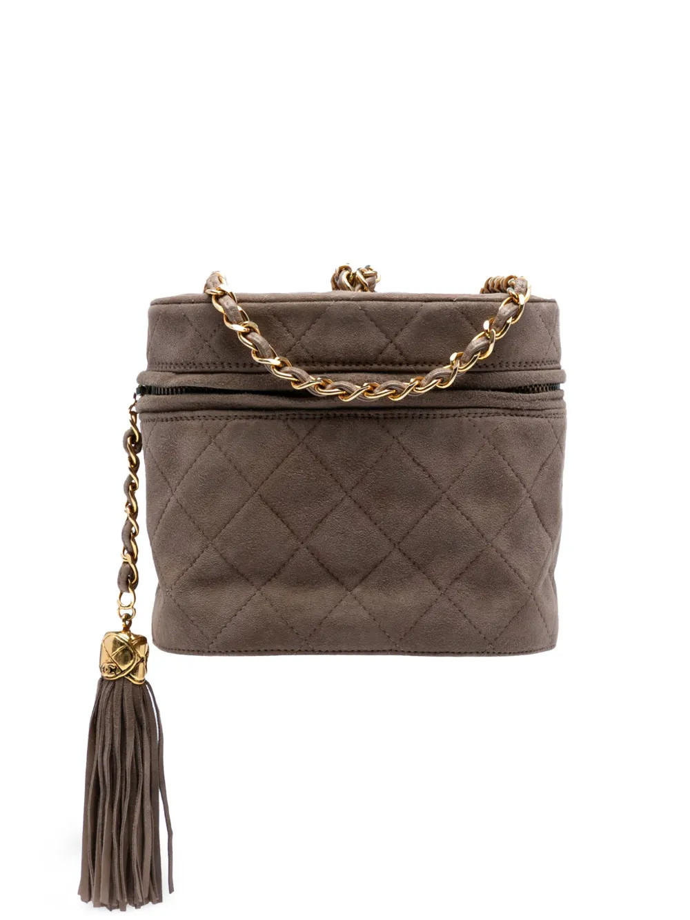CHANEL Pre-Owned 1989-1991 Quilted Suede Tassel Vanity Bag Crossbody Bag | Brown | FARFETCH | Farfetch Global