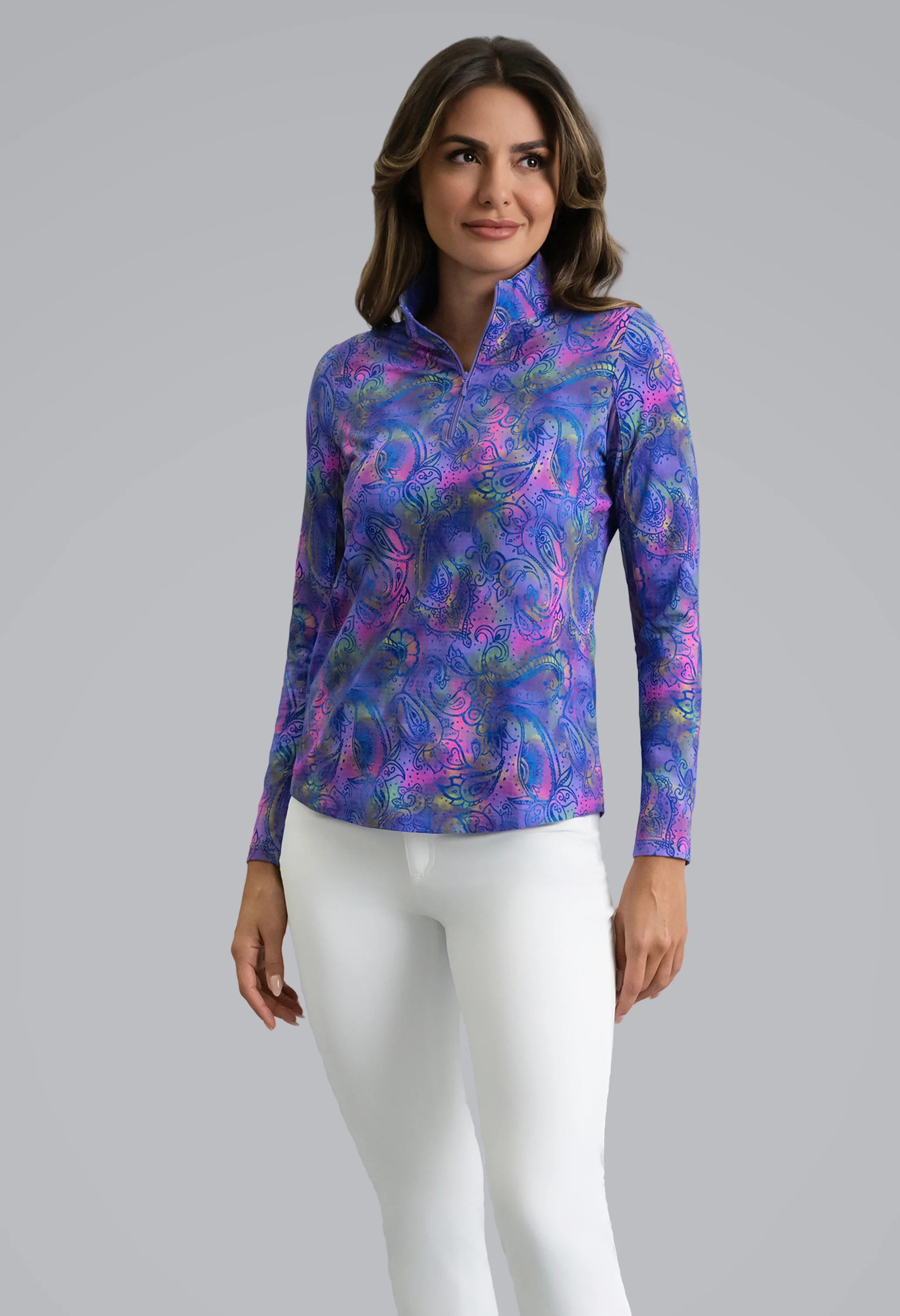 Shannon Long Sleeve Mock Neck Top | IBKUL