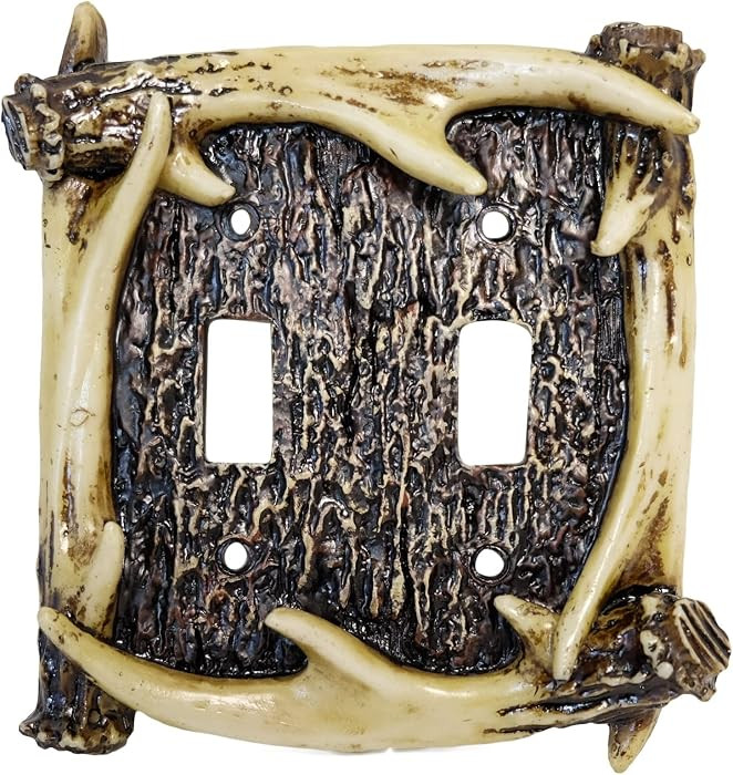 Rustic Antler Wall Plate Cover (Double Light Switch) Brown | Amazon (US)