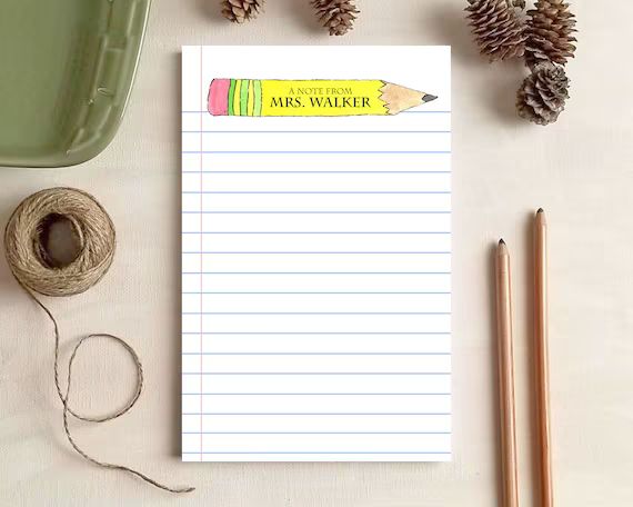 Teacher Gift  Paper and Pencil Notepad  Personalized - Etsy | Etsy (US)