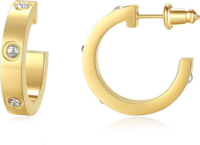 MDRONEY Love Hoop Earrings Friendship Jewelry Gifts for Women Teen Girls Stainless Steel Dainty H... | Amazon (US)