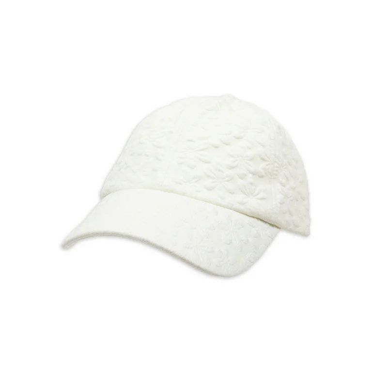 Time and Tru Women's Floral Quilted Baseball Style Hat, White | Walmart (US)