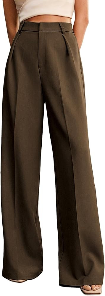 Womens Wide Leg Pants High Waist Straight Work Pants Office Business Casual Palazzo Trousers with... | Amazon (US)