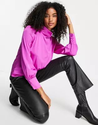 River Islannd satin cowl neck blouse in pink | ASOS | ASOS (Global)