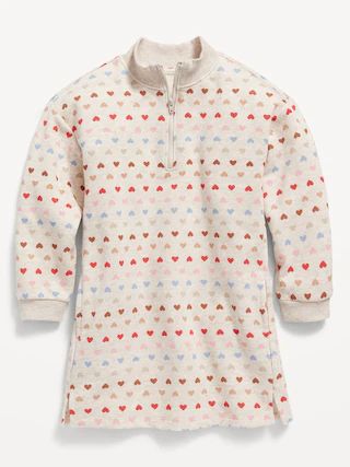 Long-Sleeve Quarter-Zip Sweatshirt Dress for Toddler Girls | Old Navy (US)