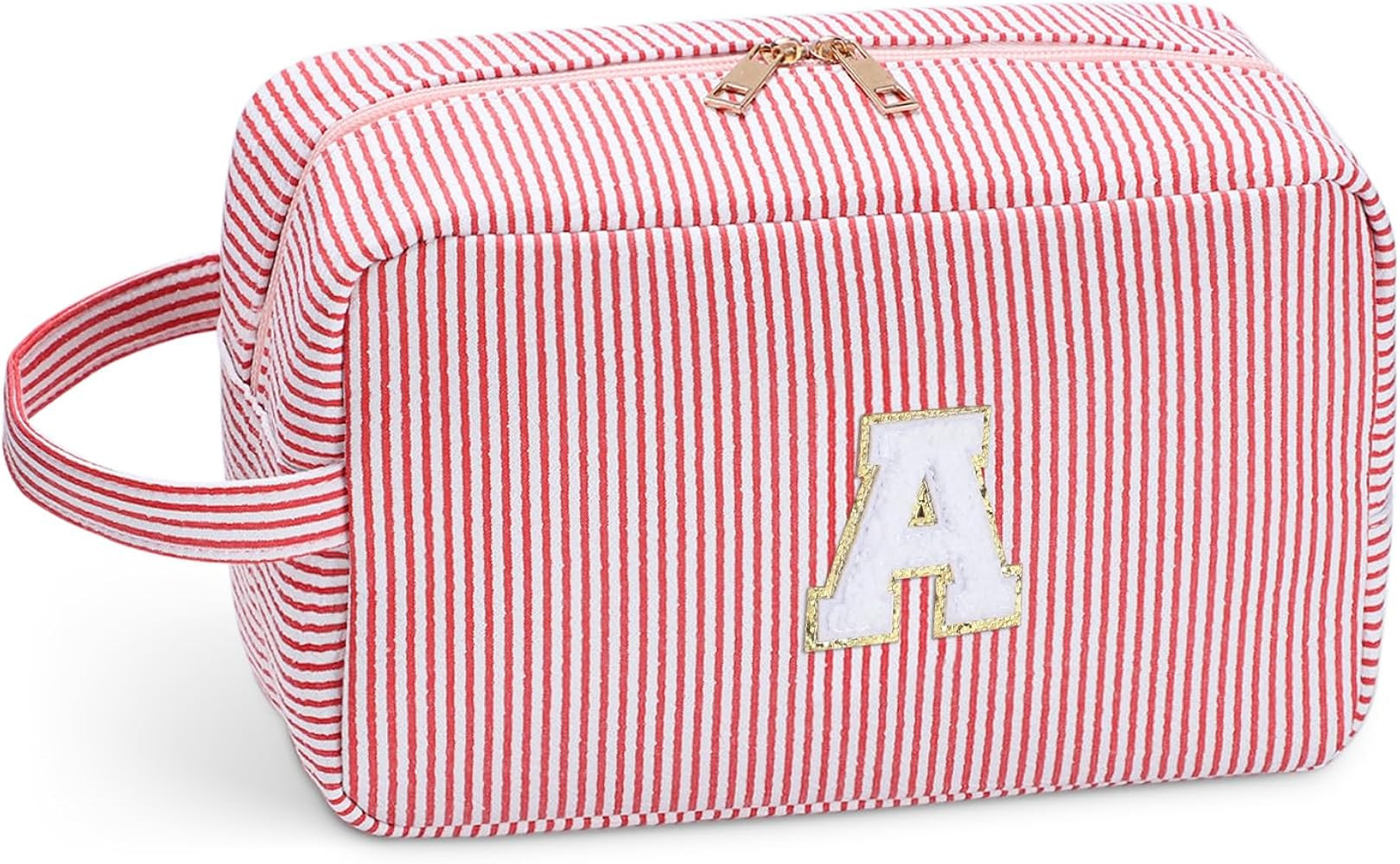 Etercycle Pink Makeup Bag, Large Pink Makeup Pouch Personalized Cute Initial Waterproof Makeup Ba... | Amazon (US)