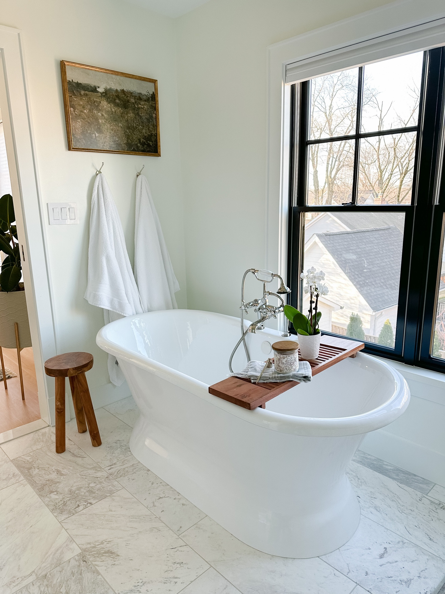 Primary bathroom cast iron soaking tub. Available on Amazon! Master bathroom, classic style, bathroom renovation 

#LTKFind #LTKhome #LTKstyletip