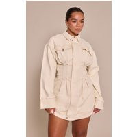 Shape Ecru Stretch Denim Cinched Waist Mini Dress | PrettyLittleThing US