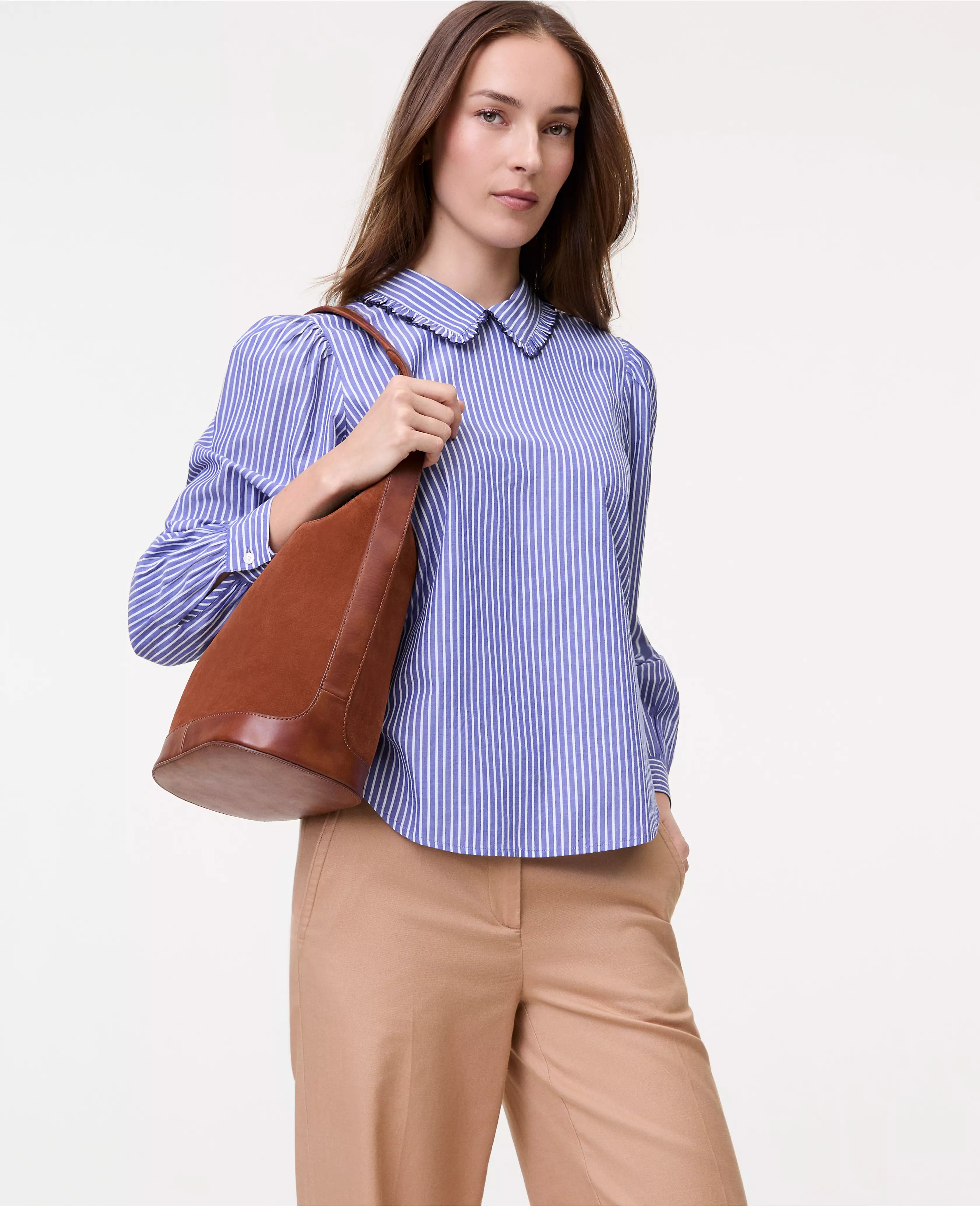 Weekend Collection Striped Scalloped Blouse | Ann Taylor