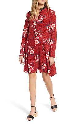 Sz 4-6 Women's Zadig & Voltaire Ruti Pensee Red Double Floral Silk Dress print  | eBay | eBay US