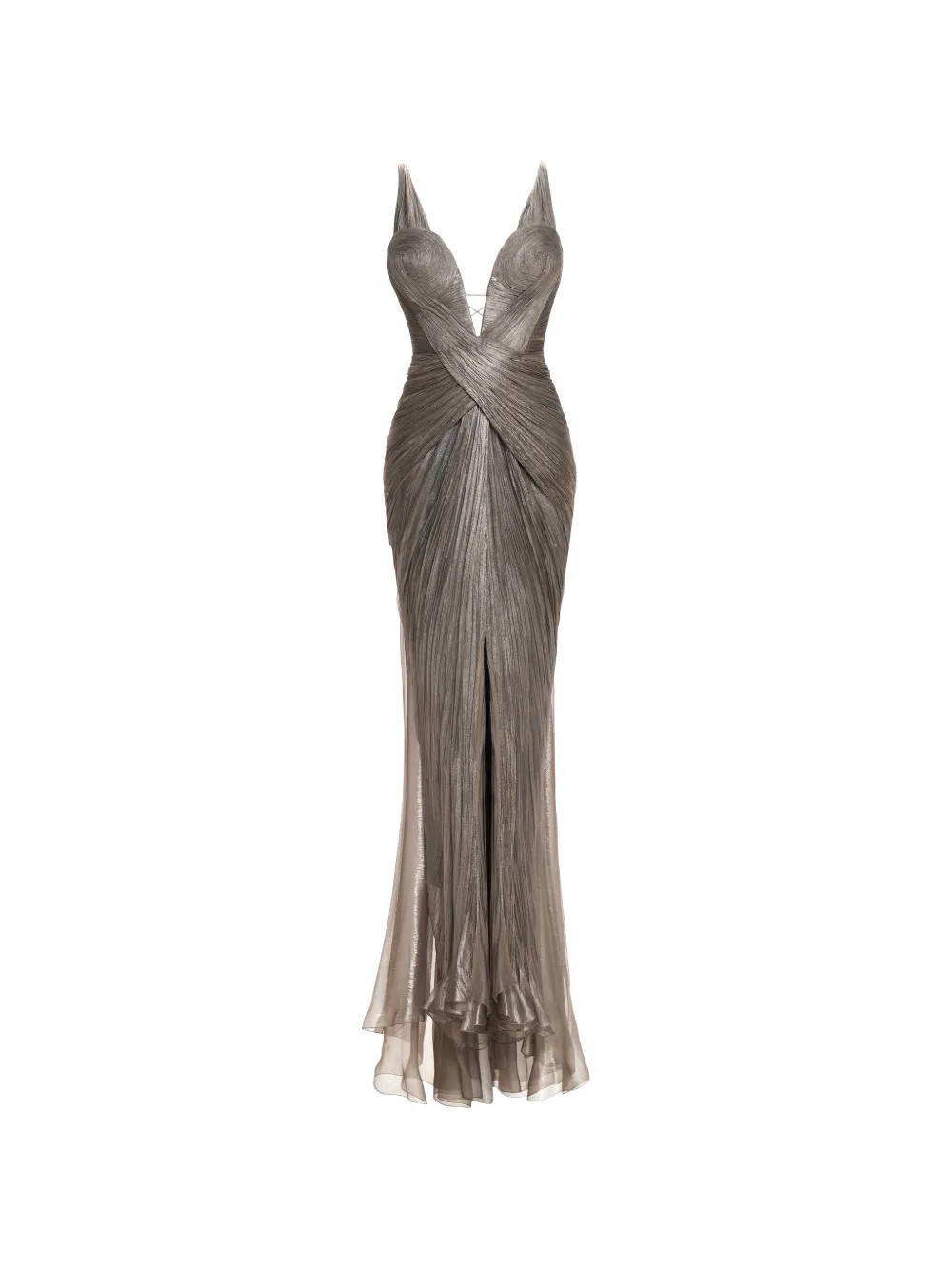 Maria Lucia Hohan Corinna pleated silk-blend maxi dress - Grey | Farfetch Global