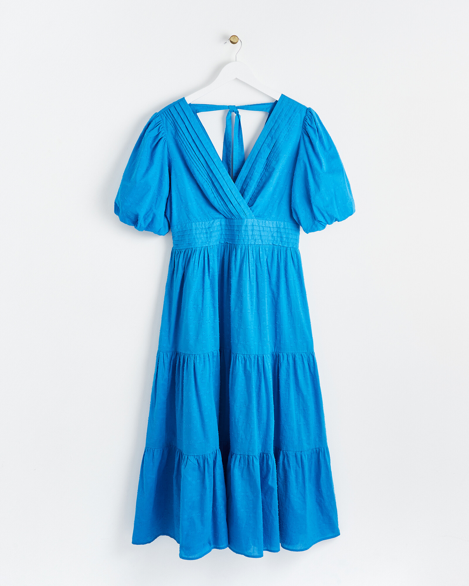 Tiered V Neck Blue Midi Dress | Oliver Bonas | Oliver Bonas (Global)