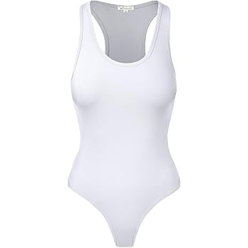 Women's Tank Top Bodysuits Sleeveless Scoopneck Racerback Cotton Jumpsuits | Amazon (US)