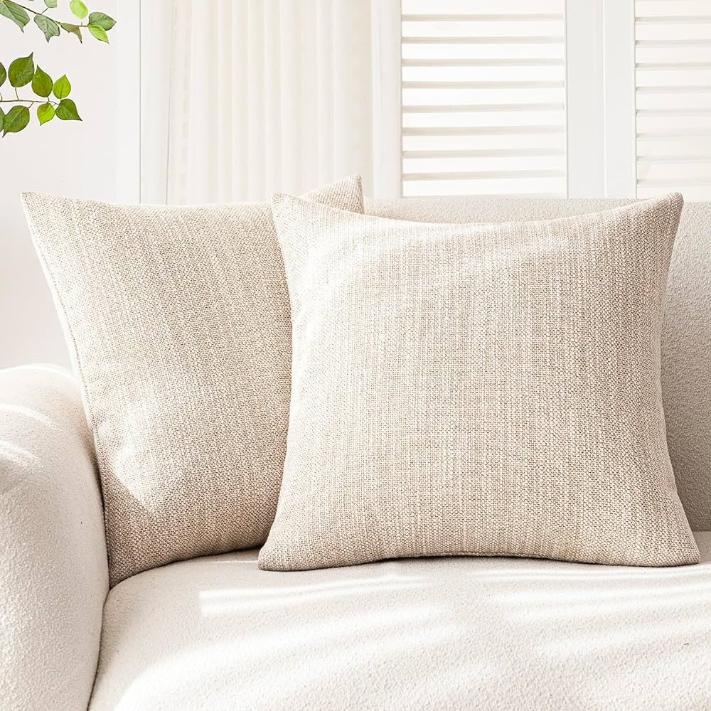 Foindtower Set of 2 Decorative Textured Burlap Linen Throw Pillow Covers Farmhouse Boho Cushion C... | Amazon (US)