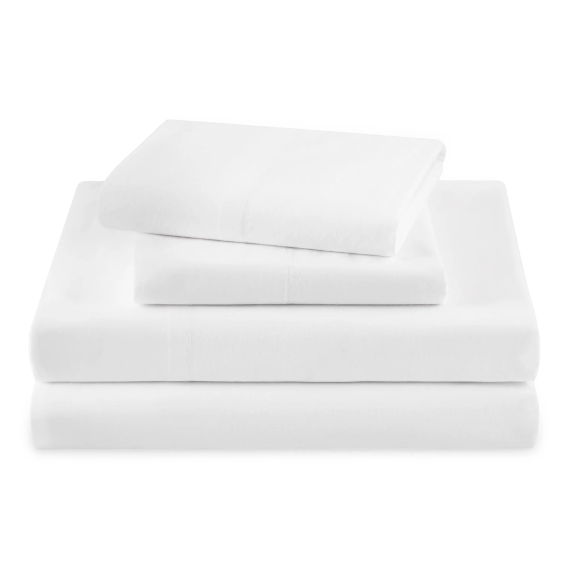 Beautiful Solid 4-Piece 100% Cotton Washed Percale White Sheet Set, King by Drew Barrymore | Walmart (US)