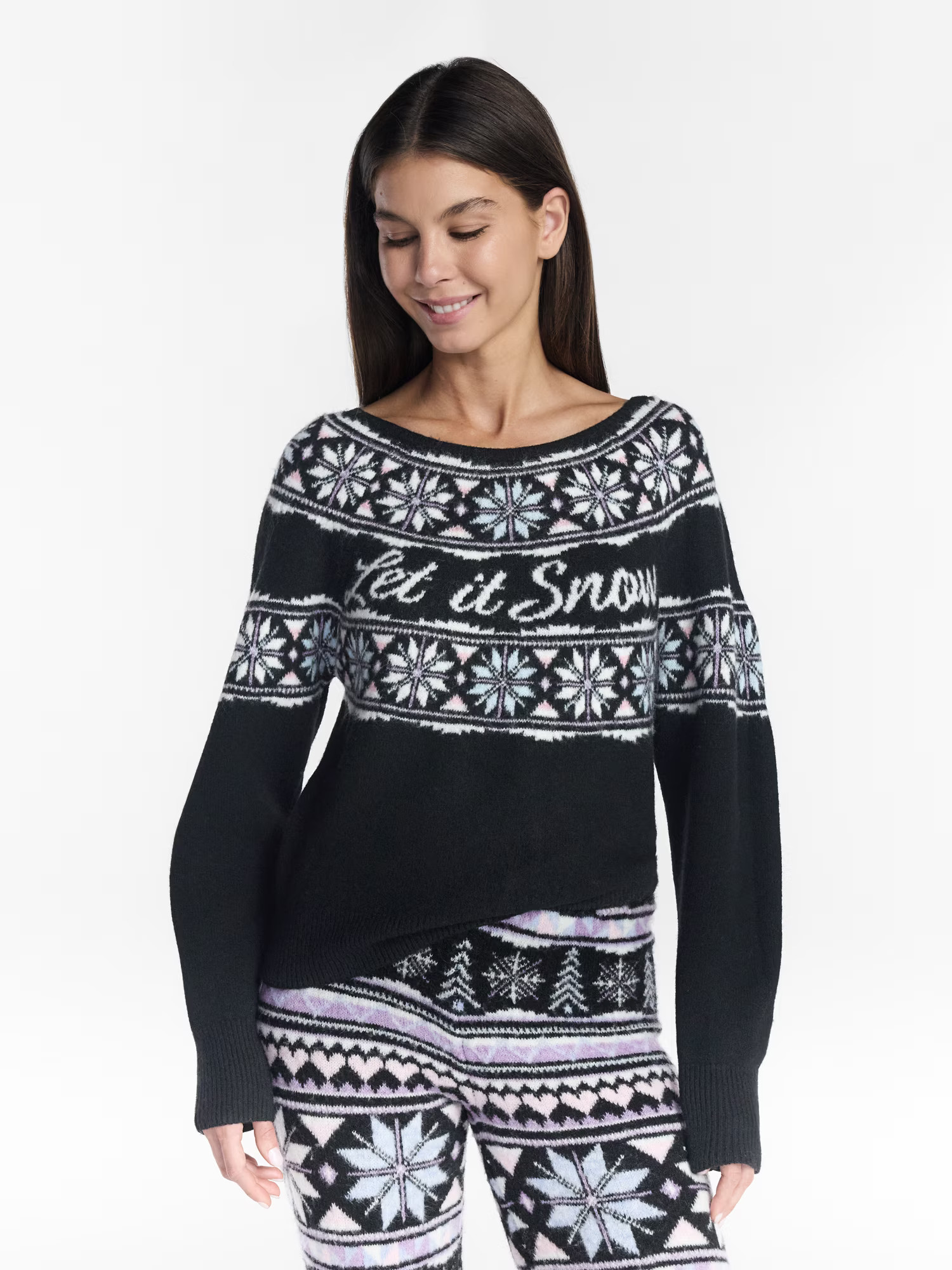Holiday Time Women's Let It Snow Sweater, Midweight, Sizes XXS-XXL | Walmart (US)