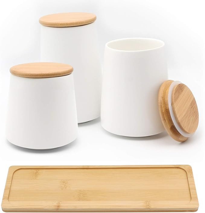 ManRule Food Storage Containers with Lids Airtight Ceramic Kitchen Canisters Set for Coffee Dry F... | Amazon (US)