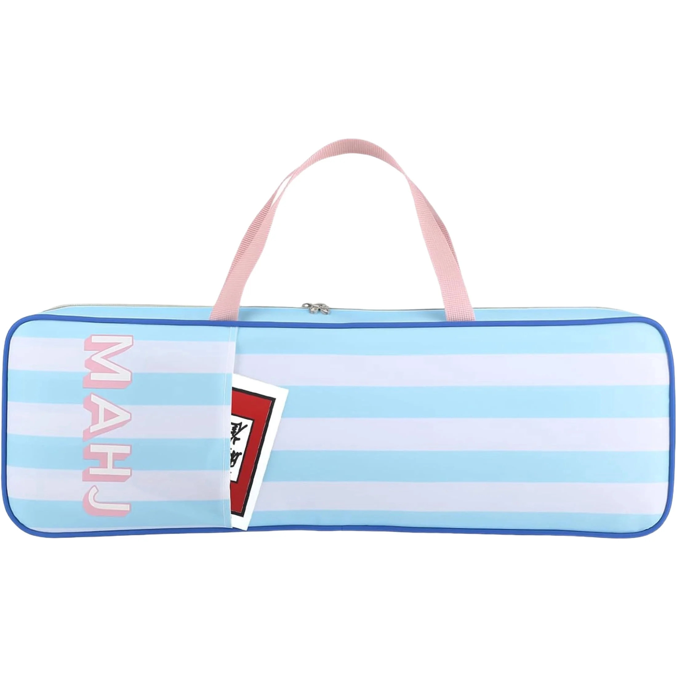 Portable Mahjong Rack Storage Bag, Striped Oxford Cloth Carrying Case with Side Pocket, Blue & Wh... | Walmart (US)