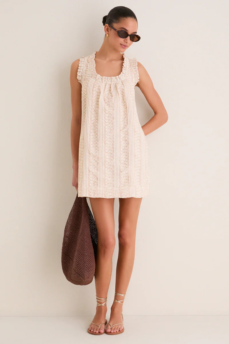 Tan & Cream Applique Valerie Mini Dress | Tuckernuck (US)