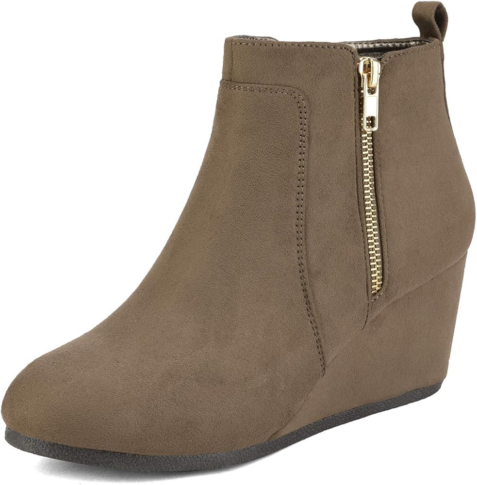 DREAM PAIRS Women's Suede Low Wedges Ankle Boots | Amazon (US)