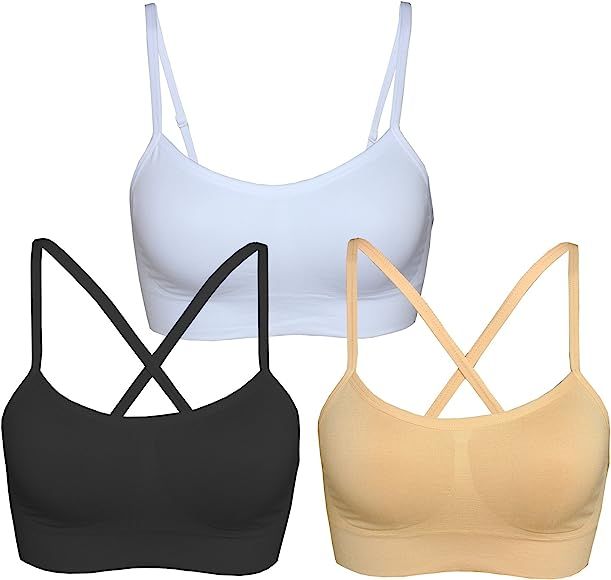 AKAMC Women's Removable Padded Sports Bras Medium Support Workout Yoga Bra 3 Pack | Amazon (US)
